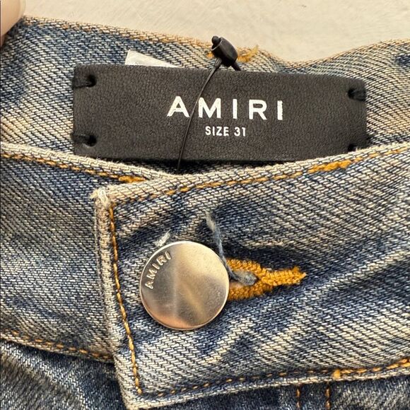 AMIRI Relaxed Fit Blue and Tan Jeans - Picture 2 of 16